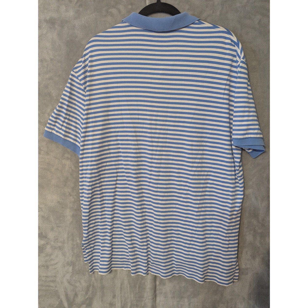 Polo Ralph Lauren Polo Shirt Mens Large Blue White Striped Cotton Short Sleeve - Picture 5 of 5
